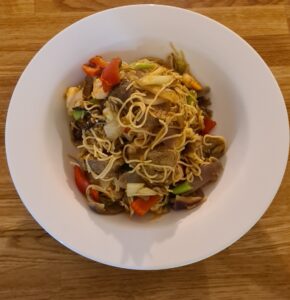 Singapore Style Noodles in Bowl