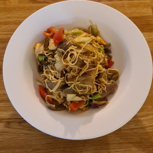 Singapore Style Noodles in Bowl